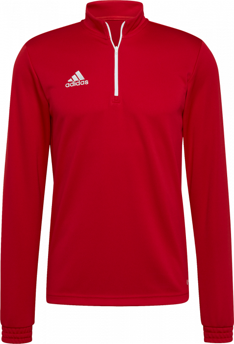 Adidas - Entrada 22 Træningstrøje Med Halv Lynlås - Power red 2 & hvid