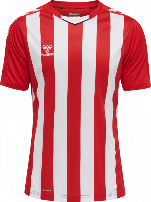 Hummel - Core Xk Striped Jersey - True Red & weiß