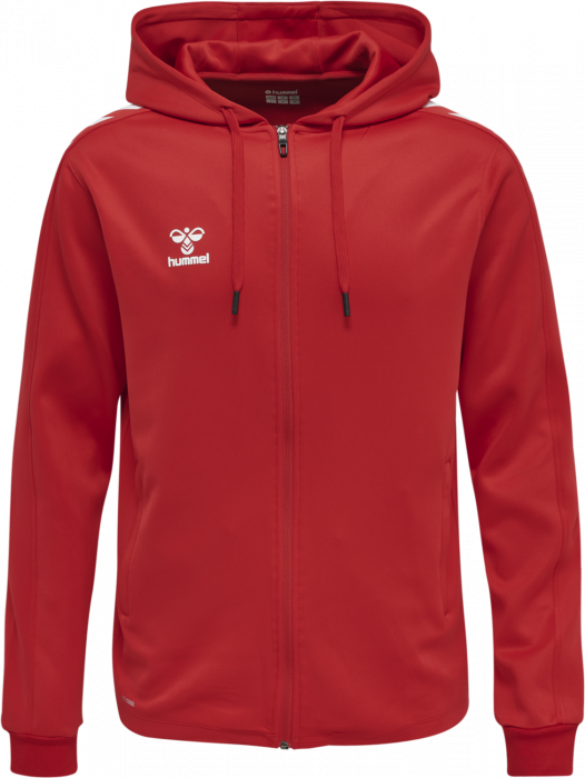 Hummel - Core Xk Poly Hoodie With Zipper - True Red & branco