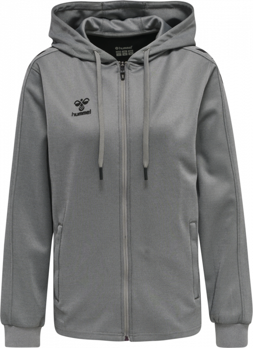 Hummel - Core Xk Poly Hoodie With Zipper Women - Grey Melange & preto