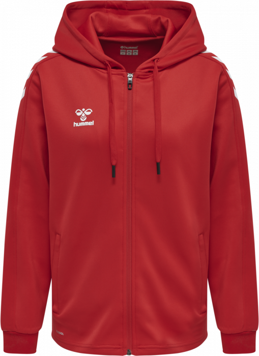 Hummel - Core Xk Poly Hoodie With Zipper Women - True Red & white