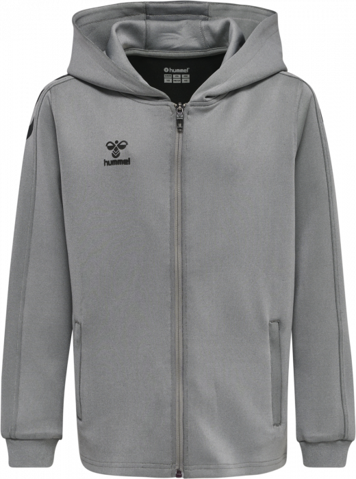 Hummel - Core Xk Poly Hoodie With Zipper Jr - Grey Melange & czarny