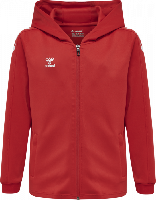 Hummel - Core Xk Poly Hoodie With Zipper Jr - True Red & branco