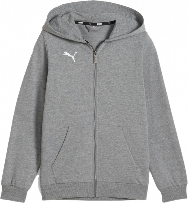 Puma - Teamgoal Casual Zip Hoodie Kids - Grey Heather & blanco